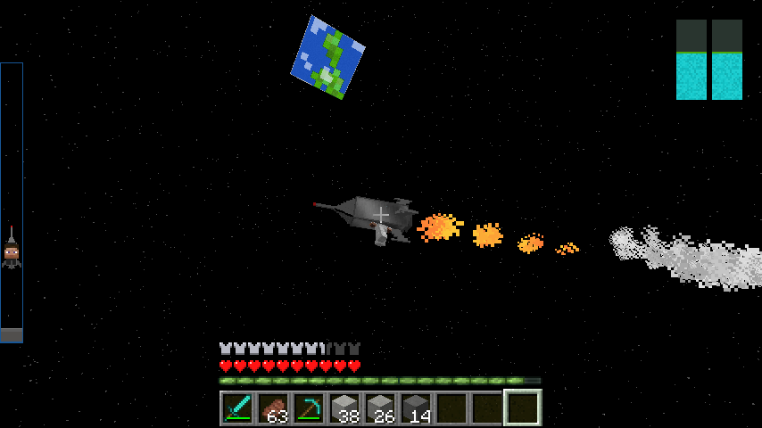 Minecraft 空は非常に暗かった 一方 地球は四角く青みがかっていた Galacticraft Mod紹介 まいんくらふとにっき
